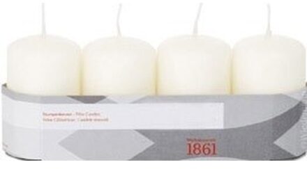 Trend Candles 4x Ivoorwitte cilinderkaars/stompkaars 5 x 8 cm 18 branduren