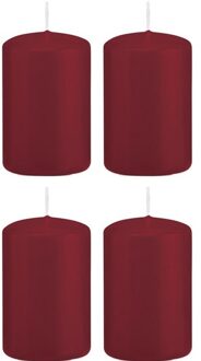 Trend Candles 4x Kaarsen bordeauxrood 5 x 8 cm 18 branduren sfeerkaarsen - Stompkaarsen