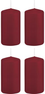 Trend Candles 4x Kaarsen bordeauxrood 6 x 12 cm 40 branduren sfeerkaarsen - Stompkaarsen