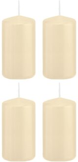 Trend Candles 4x Kaarsen cremewit 6 x 12 cm 40 branduren sfeerkaarsen - Stompkaarsen