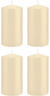 Trend Candles 4x Kaarsen cremewit 8 x 15 cm 69 branduren sfeerkaarsen - Stompkaarsen