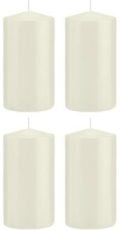 Trend Candles 4x Kaarsen ivoorwit 8 x 15 cm 69 branduren sfeerkaarsen - Stompkaarsen