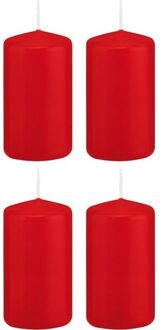 Trend Candles 4x Kaarsen rood 5 x 10 cm 23 branduren sfeerkaarsen - Stompkaarsen