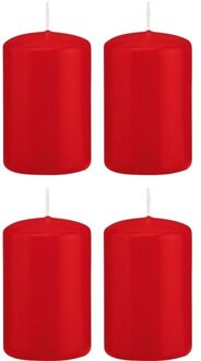 Trend Candles 4x Kaarsen rood 5 x 8 cm 18 branduren sfeerkaarsen - Stompkaarsen