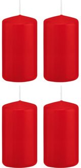 Trend Candles 4x Kaarsen rood 6 x 12 cm 40 branduren sfeerkaarsen - Stompkaarsen