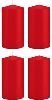 Trend Candles 4x Kaarsen rood 8 x 15 cm 69 branduren sfeerkaarsen - Stompkaarsen