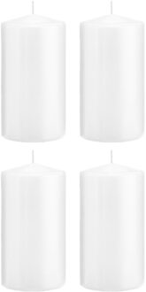 Trend Candles 4x Kaarsen wit 8 x 15 cm 69 branduren sfeerkaarsen - Stompkaarsen