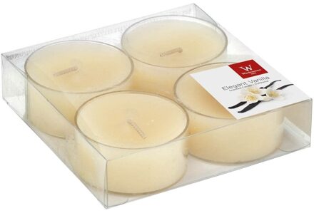 Trend Candles 4x Maxi grote theelichten vanille geurkaarsen 8 branduren - geurkaarsen Crème