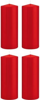 Trend Candles 4x Rode cilinderkaarsen/stompkaarsen 8 x 20 cm 119 branduren - Stompkaarsen Rood