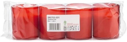 Trend Candles 4x Rode grafkaars/graflicht 5 x 6 cm 1 dag - Stompkaarsen Rood