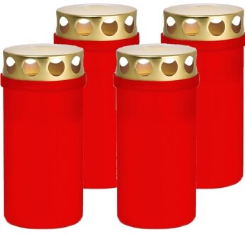 Trend Candles 4x Rode grafkaarsen/gedenklichten met deksel 6 x 12,6 cm 2 dagen