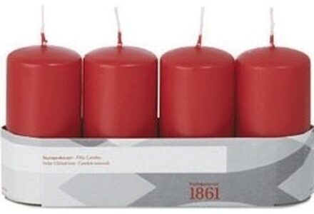 Trend Candles 4x Rode woondecoratie kaarsen 5 x 10 cm 18 branduren