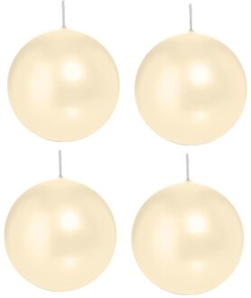 Trend Candles 4x Ronde kaarsen cremewit 8 cm 25 branduren sfeerkaarsen - bolkaarsen