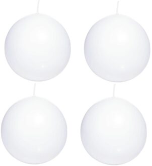 Trend Candles 4x Witte bolkaarsen 7 cm 46 branduren