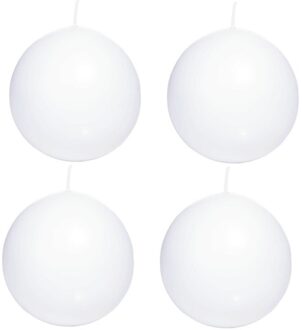 Trend Candles 4x Witte bolkaarsen 8 cm 25 branduren