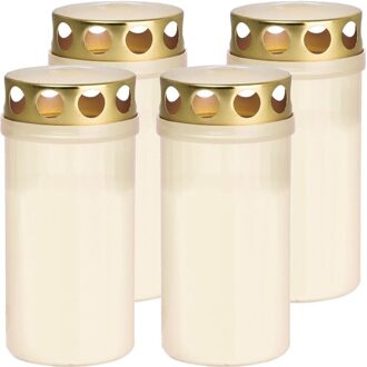 Trend Candles 4x Witte grafkaarsen/graflicht 6 x 12,6 cm 2 dagen - Stompkaarsen