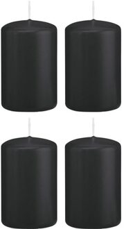 Trend Candles 4x Zwarte woondecoratie kaarsen 5 x 8 cm 18 branduren