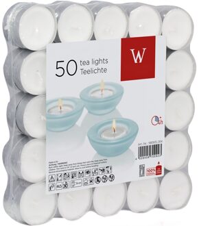 Trend Candles 50x Theelichten wit 4 branduren in zak - Waxinelichtjes