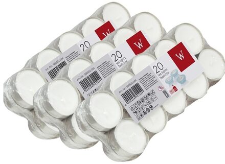 Trend Candles 60x Witte theelichtjes/waxinelichtjes 4 branduren