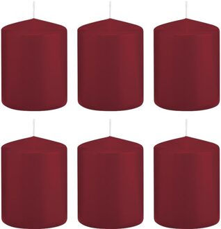 Trend Candles 6x Bordeauxrode cilinderkaarsen/stompkaarsen 6x8 cm 29 branduren - Stompkaarsen Rood