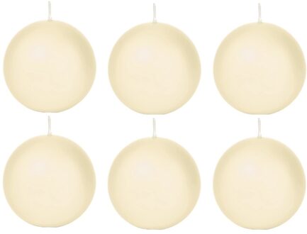 Trend Candles 6x Cremewitte bolkaarsen 7 cm 66 branduren