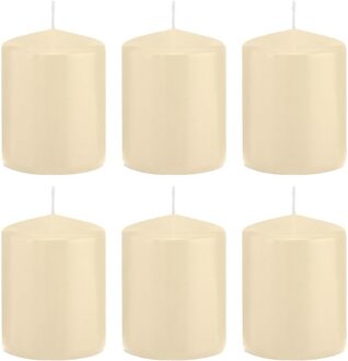 Trend Candles 6x Cremewitte cilinderkaarsen/stompkaarsen 6 x 8 cm 29 branduren - Stompkaarsen