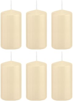 Trend Candles 6x Cremewitte cilinderkaarsen/stompkaarsen 6x12 cm 40 branduren