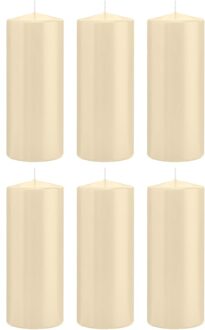 Trend Candles 6x Cremewitte cilinderkaarsen/stompkaarsen 8x20 cm 119 branduren - Stompkaarsen