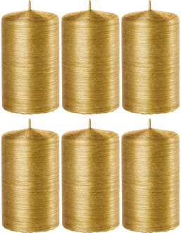 Trend Candles 6x Gouden cilinderkaarsen/stompkaarsen 6 x 10 cm 25 branduren