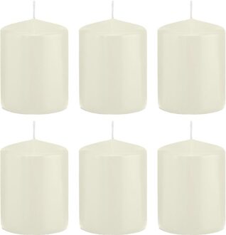 Trend Candles 6x Ivoorwitte Cilinderkaars/stompkaars 6 X 8 Cm 29 Branduren - Geurloze Kaarsen - Woondecoraties