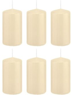 Trend Candles 6x Kaarsen cremewit 5 x 10 cm 23 branduren sfeerkaarsen - Stompkaarsen