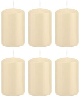 Trend Candles 6x Kaarsen cremewit 5 x 8 cm 18 branduren sfeerkaarsen - Stompkaarsen