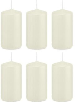 Trend Candles 6x Kaarsen ivoorwit 5 x 10 cm 23 branduren sfeerkaarsen - Stompkaarsen