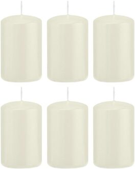 Trend Candles 6x Kaarsen ivoorwit 5 x 8 cm 18 branduren sfeerkaarsen - Stompkaarsen