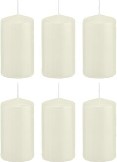 Trend Candles 6x Kaarsen ivoorwit 6 x 12 cm 40 branduren sfeerkaarsen - Stompkaarsen