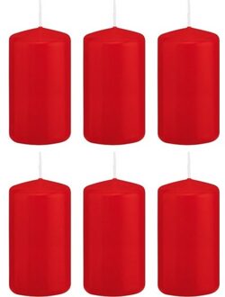 Trend Candles 6x Kaarsen rood 5 x 10 cm 23 branduren sfeerkaarsen - Stompkaarsen