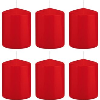 Trend Candles 6x Kaarsen rood 6 x 8 cm 29 branduren sfeerkaarsen - Stompkaarsen