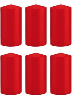 Trend Candles 6x Kaarsen rood 8 x 15 cm 69 branduren sfeerkaarsen - Stompkaarsen