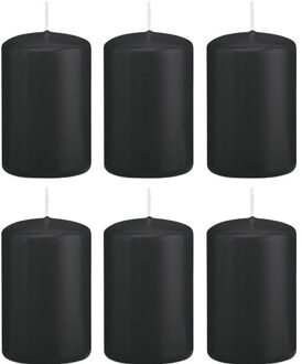 Trend Candles 6x Kaarsen zwart 5 x 8 cm 18 branduren sfeerkaarsen - Stompkaarsen