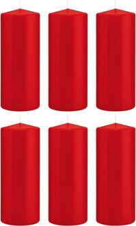 Trend Candles 6x Rode cilinderkaarsen/stompkaarsen 8 x 20 cm 119 branduren - Stompkaarsen Rood