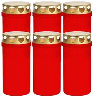 Trend Candles 6x Rode grafkaarsen/gedenklichten met deksel 6 x 12,6 cm 2 dagen