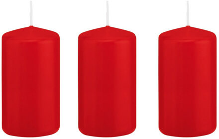 Trend Candles 6x stuks luxe Stompkaars/Cilinderkaars - 6x12 cm - 40 branduur - Rood - Stompkaarsen