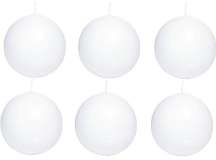 Trend Candles 6x Witte bolkaarsen 8 cm 25 branduren