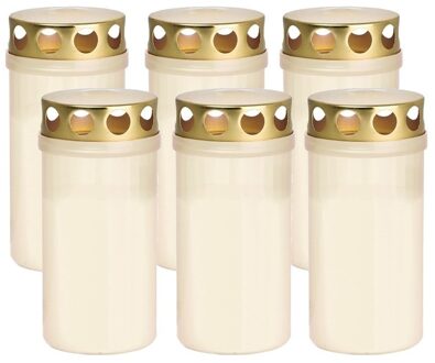 Trend Candles 6x Witte grafkaarsen/gedenklichten met deksel 6 x 12 cm 2 dagen