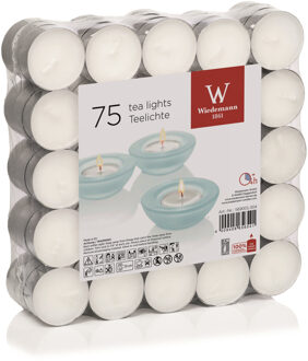 Trend Candles 75x Witte waxinelichten/theelichten 4 branduren in verpakking