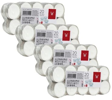 Trend Candles 80x Witte theelichtjes/waxinelichtjes 4 branduren