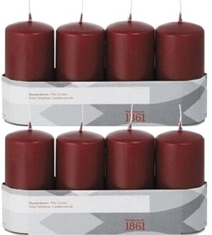 Trend Candles 8x Bordeauxrode cilinderkaarsen/stompkaarsen 5 x 10 cm