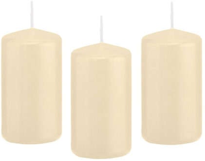 Trend Candles 8x Cremewitte cilinderkaars/stompkaars 6 x 12 cm 40 branduren
