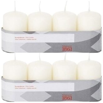 Trend Candles 8x Kaarsen ivoorwit 5 x 8 cm 18 branduren sfeerkaarsen - Stompkaarsen