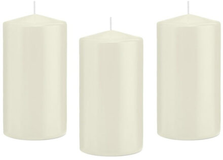 Trend Candles 8x Kaarsen ivoorwit 8 x 15 cm 69 branduren sfeerkaarsen - Stompkaarsen